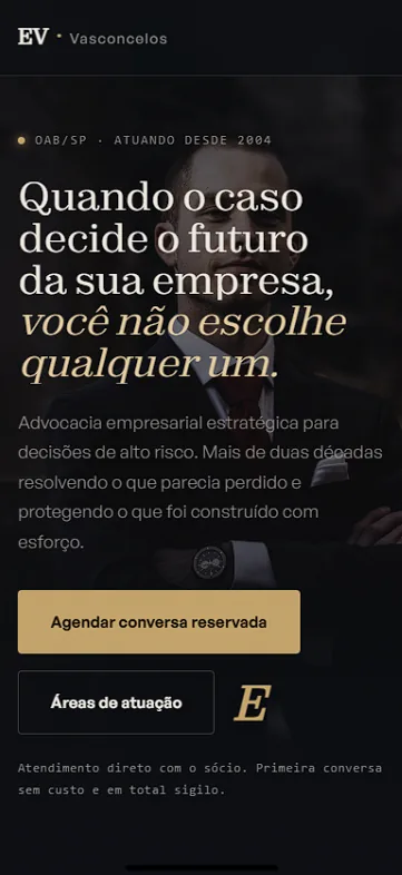 Site de advocacia no celular