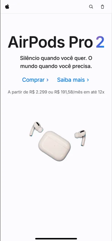Recriação da loja Apple no celular