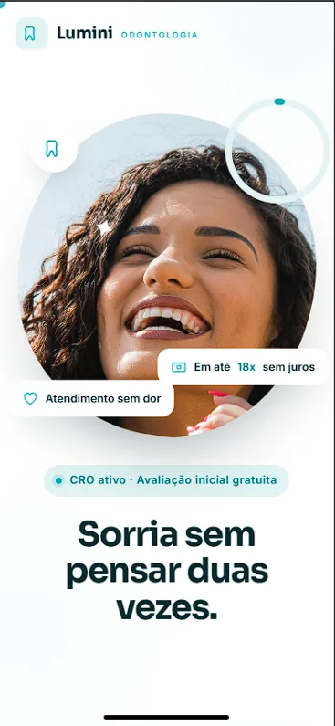 Site da clínica Lumini no celular