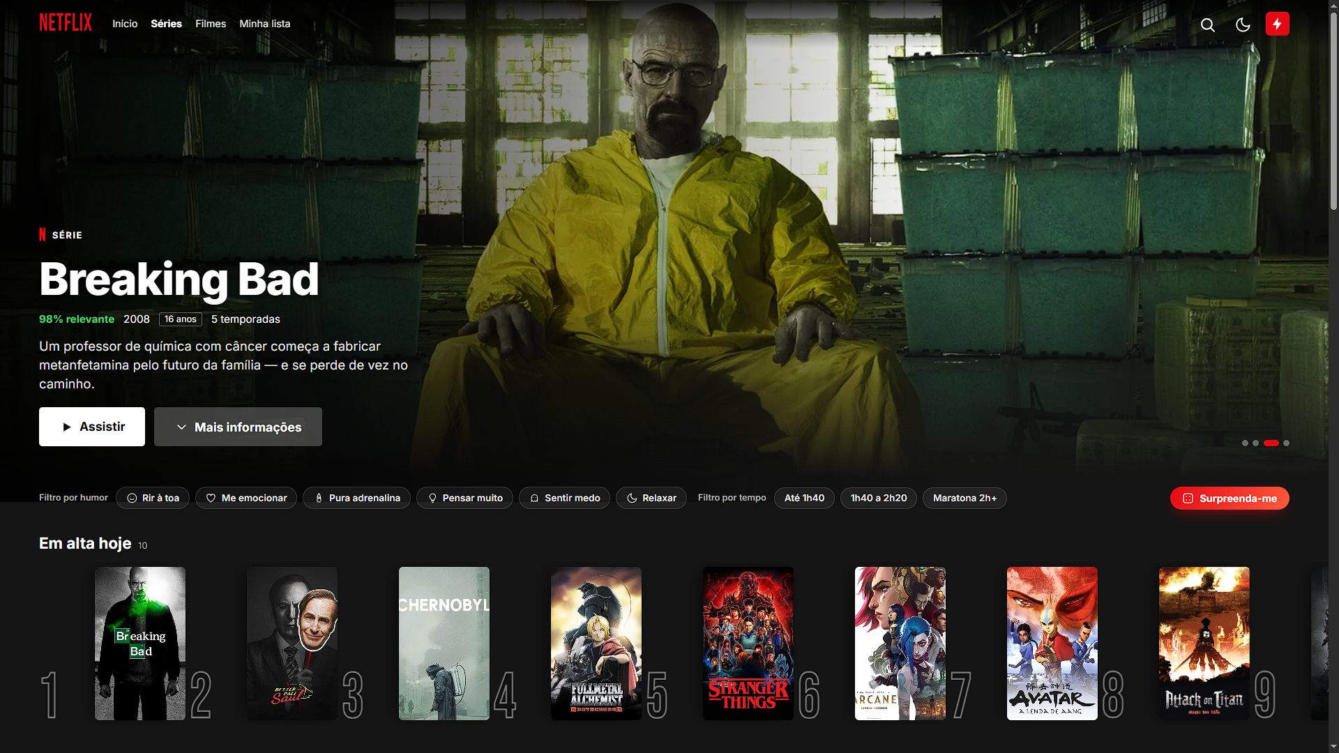 Recriação da Netflix no desktop