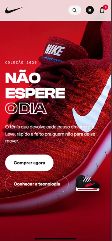 Recriação da loja Nike no celular