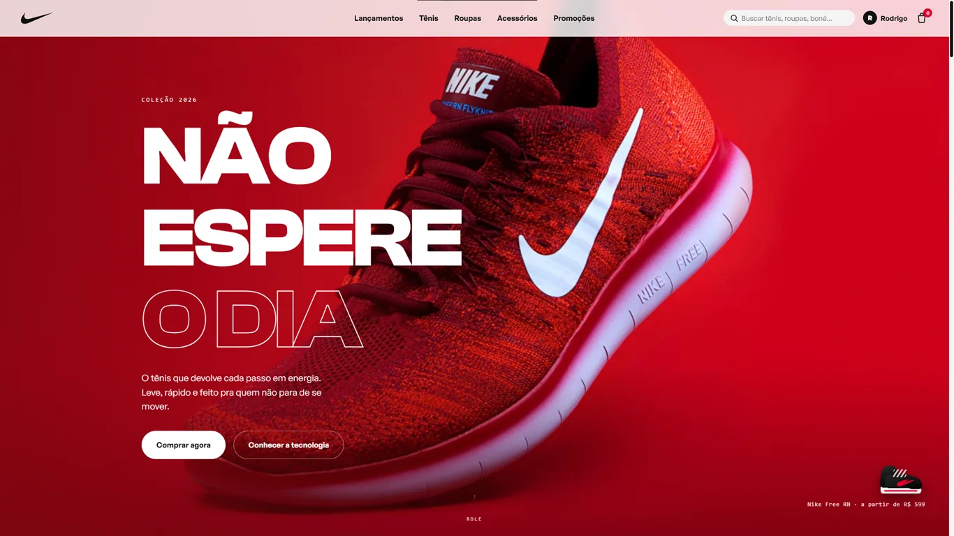 Recriação da loja Nike no desktop