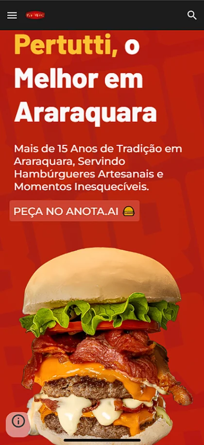 Hamburgueria Pertutti no celular