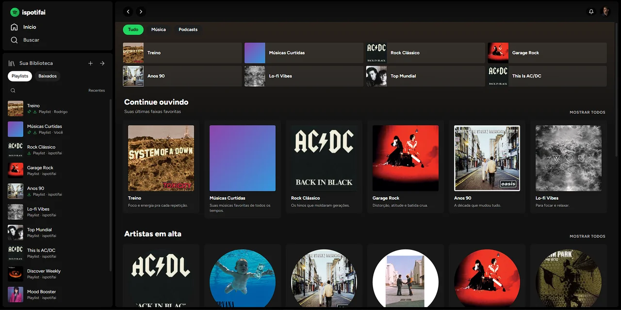Recriação do Spotify no desktop
